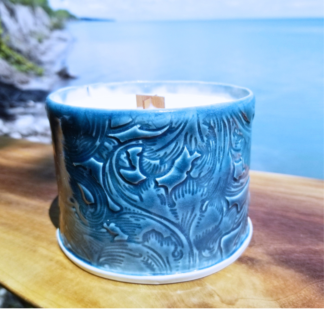 Ceramic Beachcomber Soy Wax Wooden Wick 15oz Candle