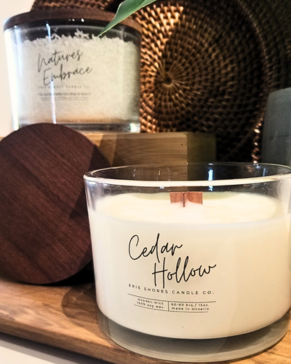 Spa Collection - Cedar Hollow 15oz Candle featuring Natures Embrace Bath Salts