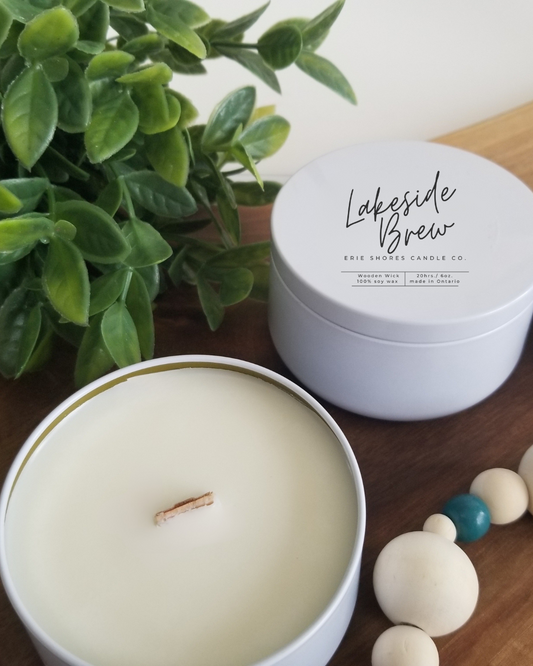 Lakeside Brew Soy Wax Wooden Wick 6 oz Candle