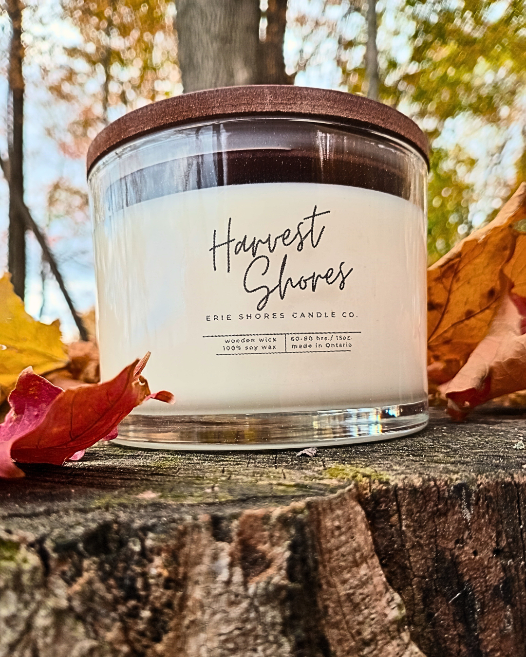 Harvest Shores Soy Wax Wooden Wick 15oz Candle